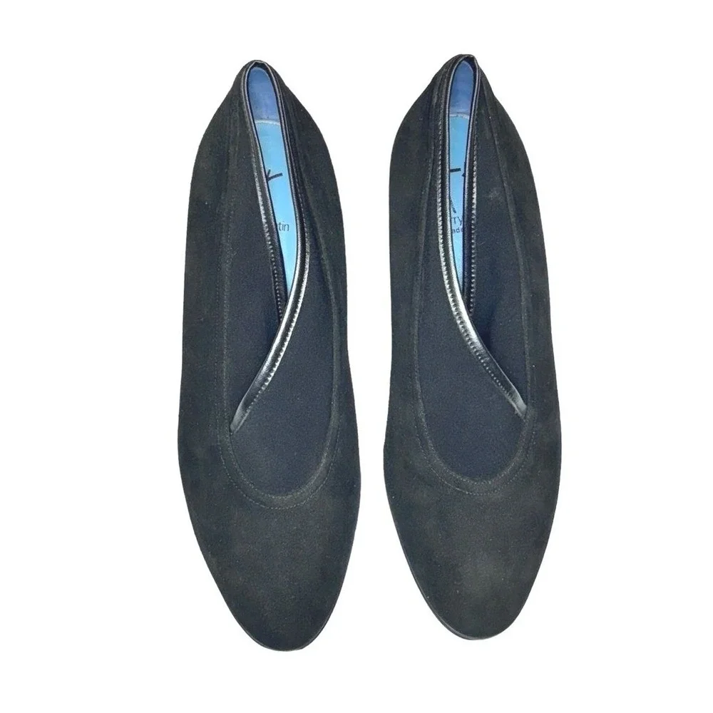 Vintage Thierry Rabotin Women's Black Suede Block Heel Pumps Career Size 38
